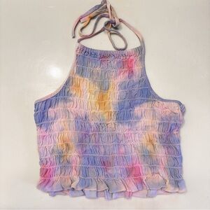 American Eagle Pastel Tie-Dye Halter Top XS
